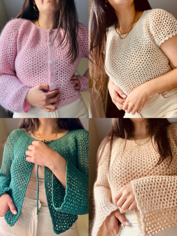 Combo Patrón Top y Sweater Nube + Patrón Cárdigan Nube (PDF con videos y gráficos)